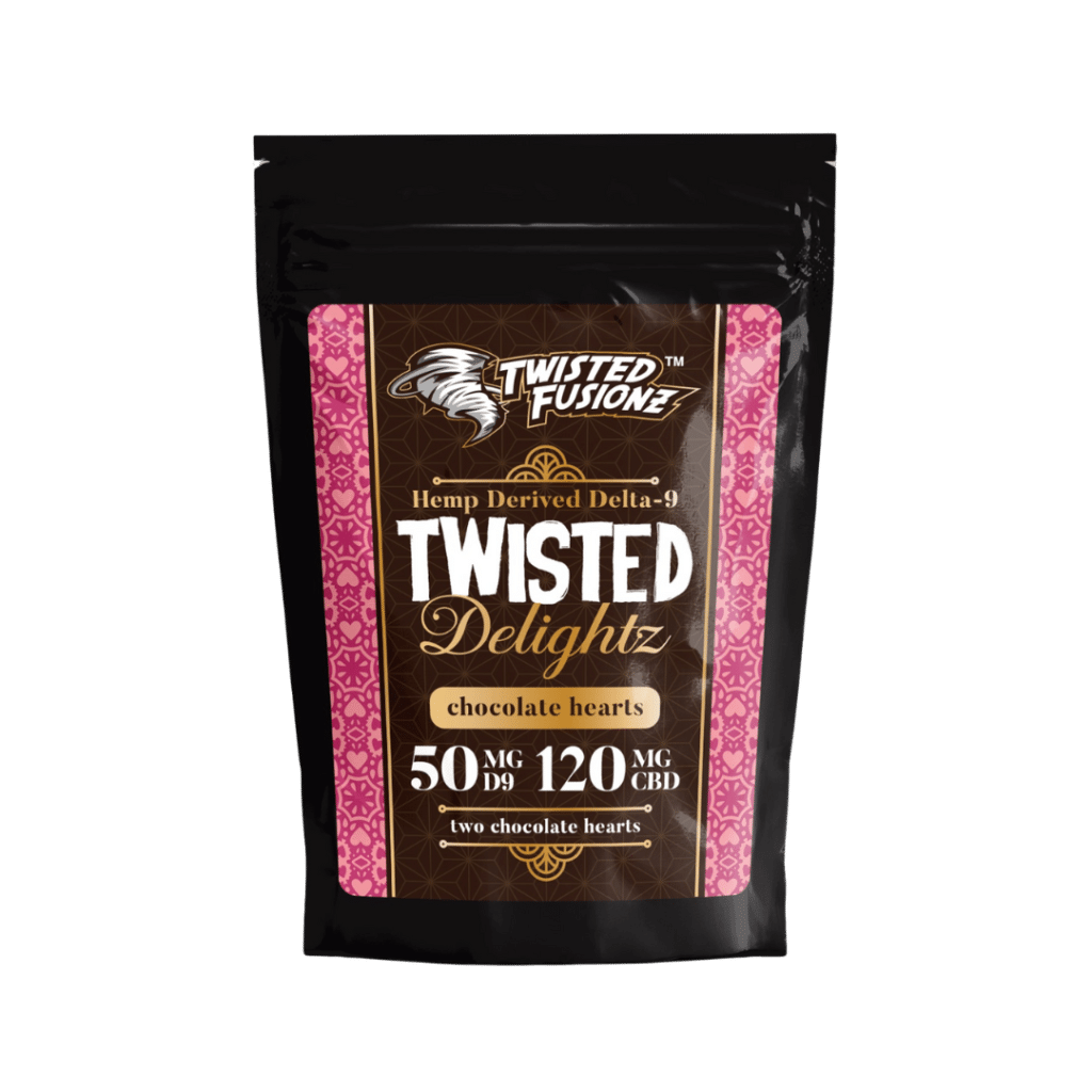 Delta 9 THC Chocolate Hearts - 2 Chocolates Infused with 50mg Delta 9 THC & 120mg CBD