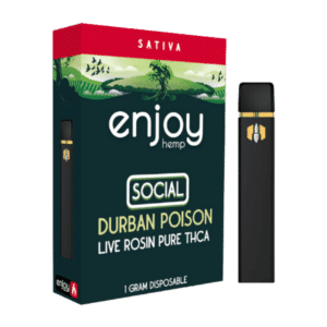 Durban Poison (Sativa) Pure THCA Live Rosin Disposable Vape for Social
