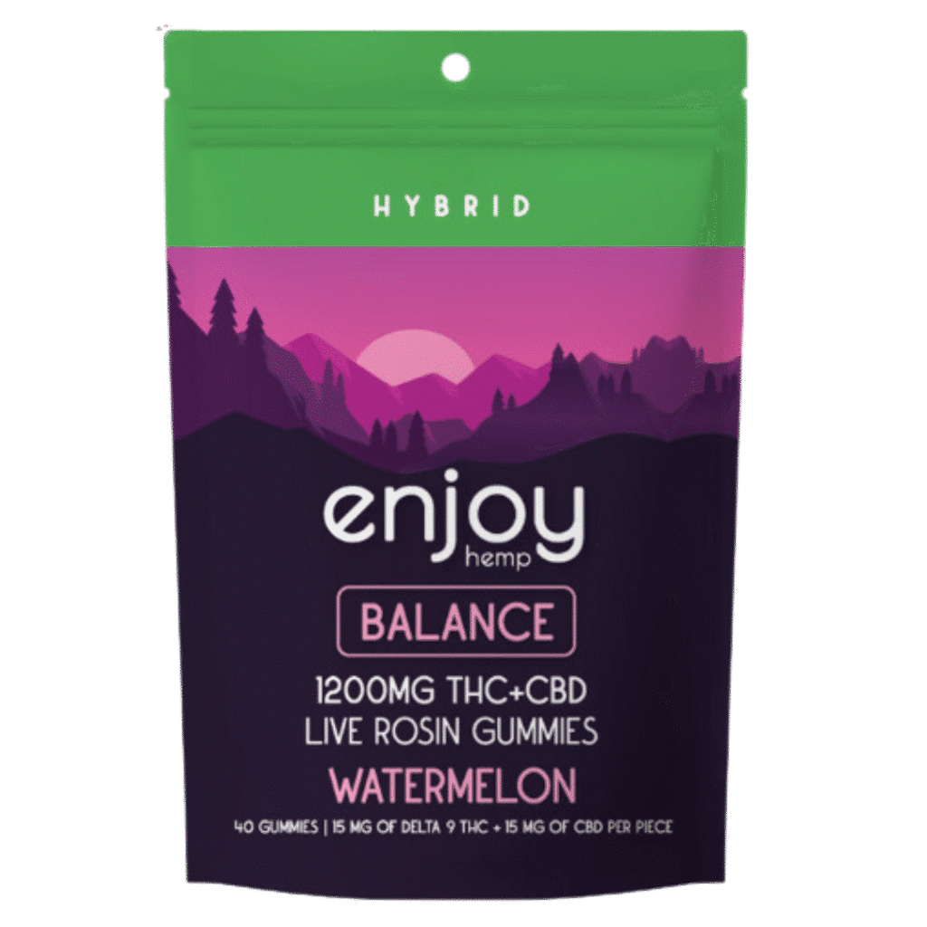 Live Rosin 1200mg THC + CBD Gummies for Balance - Hybrid-Infused Watermelon - 40 Gummies | 30mg each